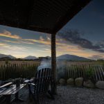 Enjoy a fire whatever the weather with full canopy with outdoor fire and barbeque view of the Mourne Mountains